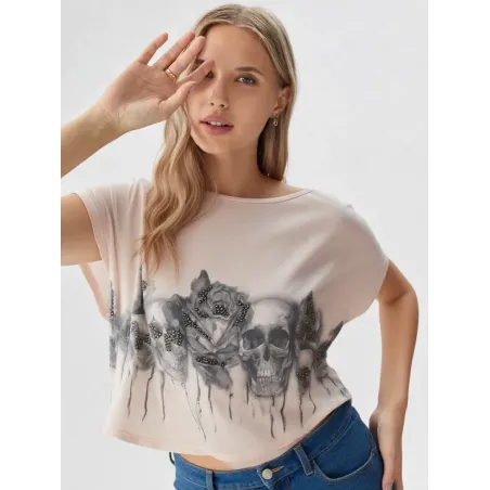 Top corto floral con cristales  - 1