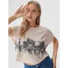 Cropped Floral Top with Crystals  - 1