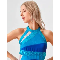 Long Blue Halter Top  - 2