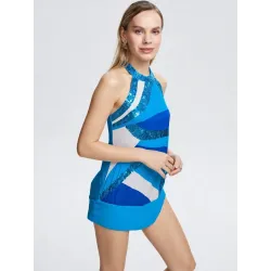 Long Blue Halter Top  - 4