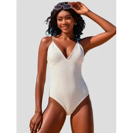 White Thin-Strap Bodysuit  - 1