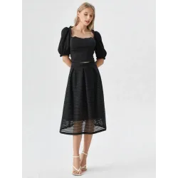 Black Sweetheart Neckline Top  - 3