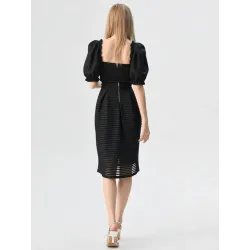 Black Sweetheart Neckline Top  - 4