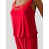 Long red jumpsuit women gathered waist detail | Long jumpsuit | Buscarmoda