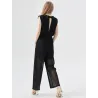 Mono negro gasa mujer sin mangas espalda escote V | Monos largos | Buscarmoda