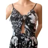 Vestido midi floral negro con lazo detalle escote | Vestidos midi | Buscarmoda