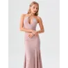 Pink long halter dress elegant front view | Long Dresses | Buscarmoda