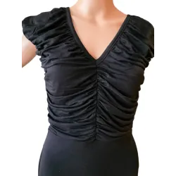 Vestido corto negro drapeado  - 2