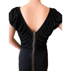 Vestido corto negro drapeado  - 5
