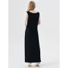 Vestido negro fluido largo superpuesto espalda escote redondo | Vestidos largos | Buscarmoda