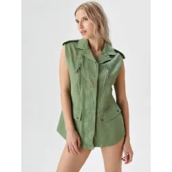 Khaki safari waistcoat  - 1