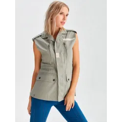 Beige Cotton Women’s Gilet  - 1