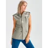 Chaleco beige de algodón mujer  - 1