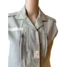 Chaleco beige de algodón mujer  - 4