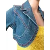 Short Blue Denim Bolero Fitted round front | JACKETS | BUSCARMODA