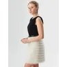 Black velvet two-tone dress with white textured skirt gathered skirt with volume | Civil Wedding Guest Dresses | BUSCARMODA