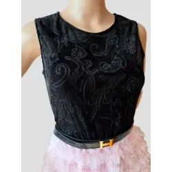 Women's floral velvet dress – velvet pink skirt party dress black velvet front | Civil Wedding Guest Dresses | BUSCARMODA