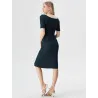 Vestido negro hombros descubiertos midi terciopelo vista lateral detalle tejido | Vestidos midi | Buscarmoda