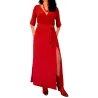 Vestido rojo cruzado largo abertura lateral | Vestidos largos | Buscarmoda