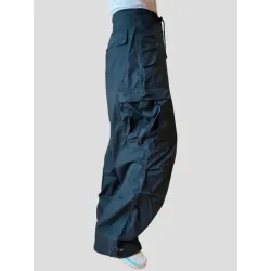 Pantalón negro ancho algodón  - 3