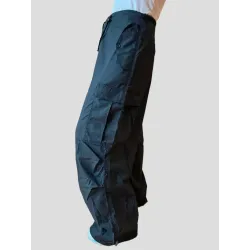 Black wide-leg cotton trousers  - 5