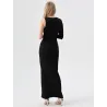Vestido negro asimétrico largo Nocturna manga larga izquierda | Vestidos largos | Buscarmoda