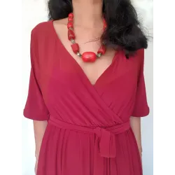 Vestido rojo cruzado largo escote en pico | Vestidos largos | Buscarmoda