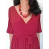 Vestido rojo cruzado largo escote en pico | Vestidos largos | Buscarmoda