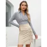 Falda beige ajustada con cordones  - 1