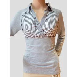 Camisa gris combinada elástica  - 3