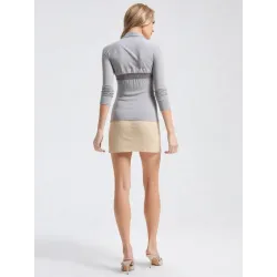 Grey elastic combined shirt  - 4