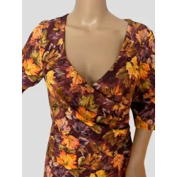 Autumn leaves short dress for women leaf print detail | Short dresses | Buscarmoda