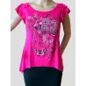 Camiseta fucsia con volantes  - 4