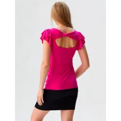 Camiseta fucsia con volantes  - 5