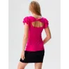 Camiseta fucsia con volantes  - 5
