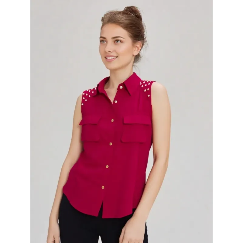 Burgundy sleeveless shirt  - 1
