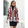 Multicolour geometric cardigan with graphic print and soft knit texture