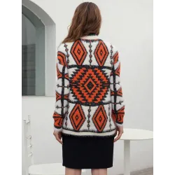Multicolour Geometric Cardigan  - 4