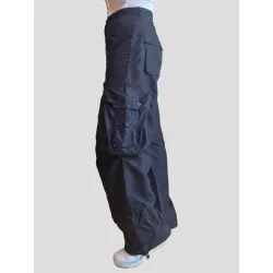 Pantalón cargo negro mujer bolsillos laterales | Pantalones | Buscarmoda