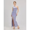 Long blue asymmetric dress elegant party front view | Civil Wedding Guest Dresses | BUSCARMODA