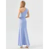 Long blue asymmetric dress elegant party fitted bodysuit flowy skirt | Civil Wedding Guest Dresses | BUSCARMODA