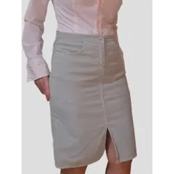 Grey Corduroy Pencil Skirt  - 2