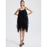 Vestido Volantes Gasa Elástica largo por arriba de la rodilla asimetrico   | VESTIDOS CORTOS | BUSCARMODA