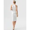 Vestido Plata Brillante Elástico espalda  | VESTIDOS MIDI | BUSCARMODA
