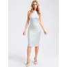 Vestido Plata Brillante Elástico forrado con punto elastico | VESTIDOS MIDI | BUSCARMODA