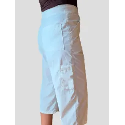 Pantalón blanco pirata mujer tiro alto elegante  - 1