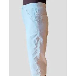 Pantalón blanco pirata mujer tiro alto elegante  - 2