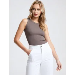 White high-waisted cropped trousers for women  - 5