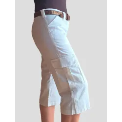 white linen cropped trousers BUSCARMODA - 2
