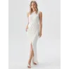 Elegant long white dress for women front view | Civil Wedding Guest Dresses | BUSCARMODA